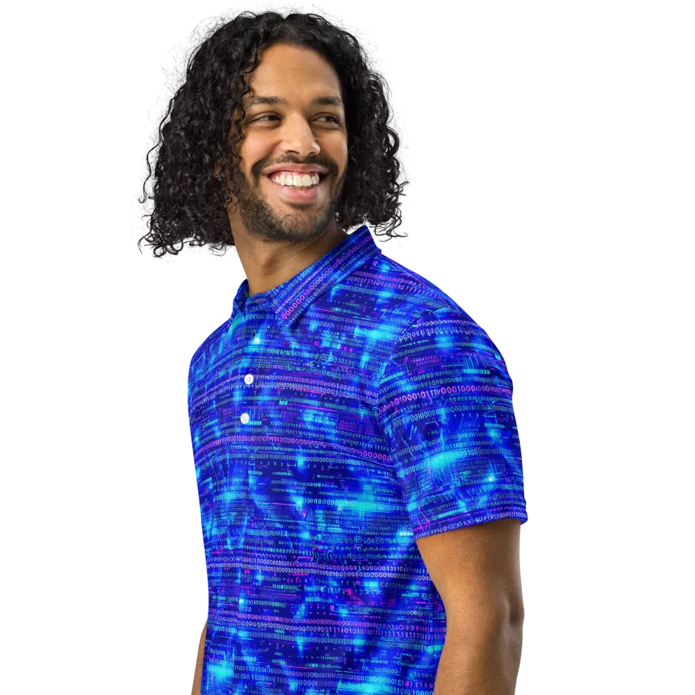 Neon Cipher on Men's Slim Fit Polo Shirt — Left Front