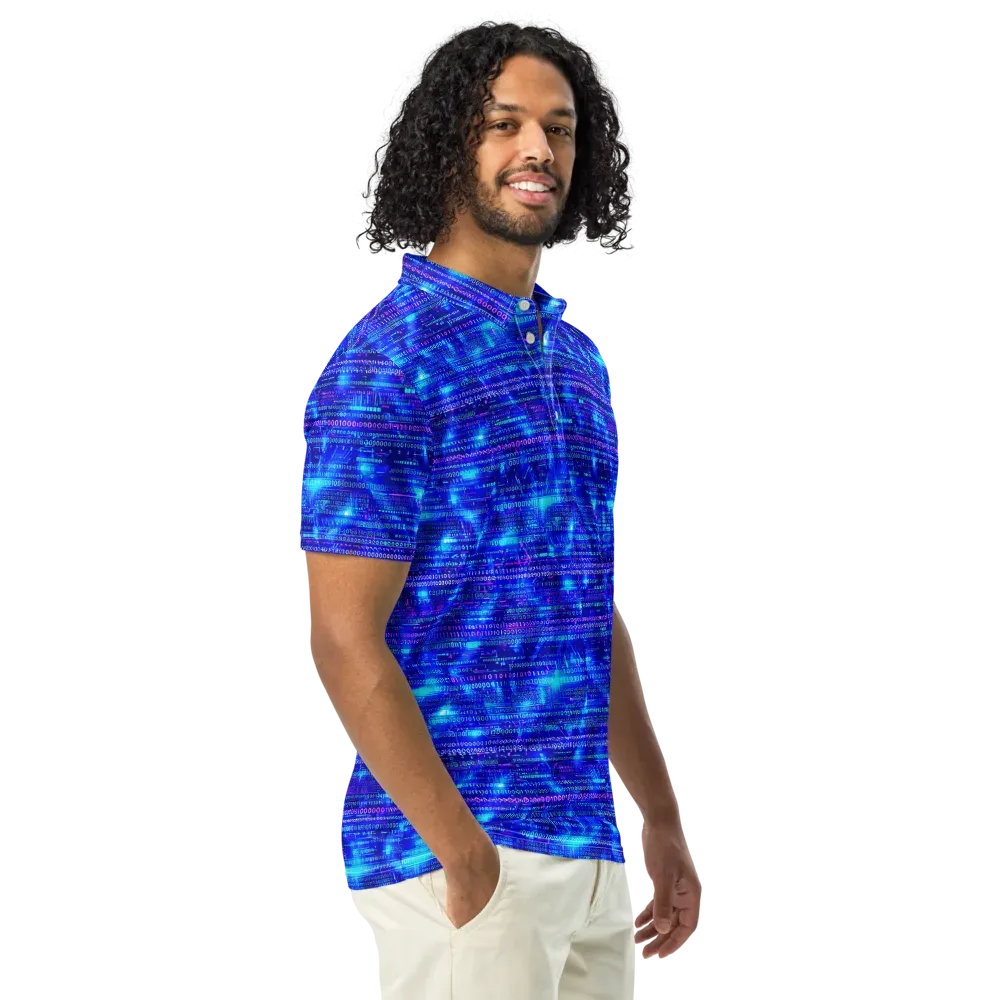 Neon Cipher on Men's Slim Fit Polo Shirt — Right Front