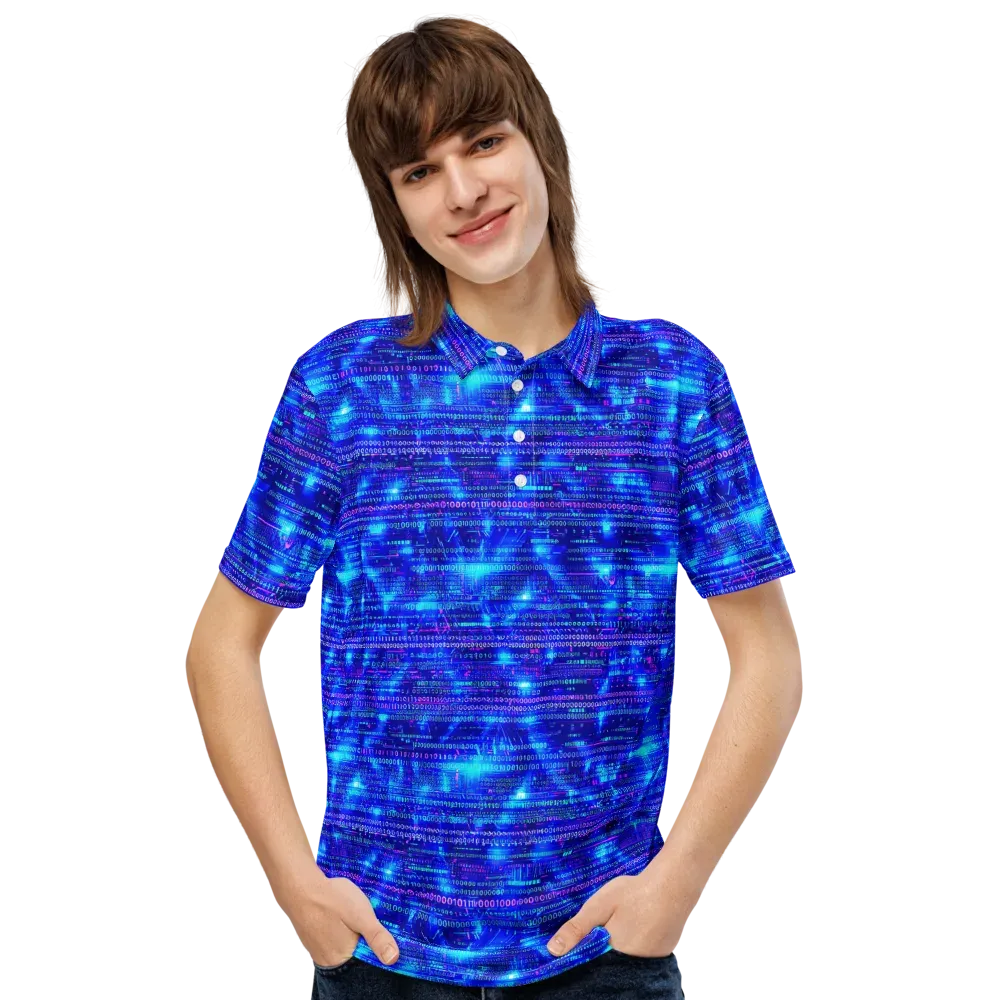 Neon Cipher on Men's Slim Fit Polo Shirt — Front