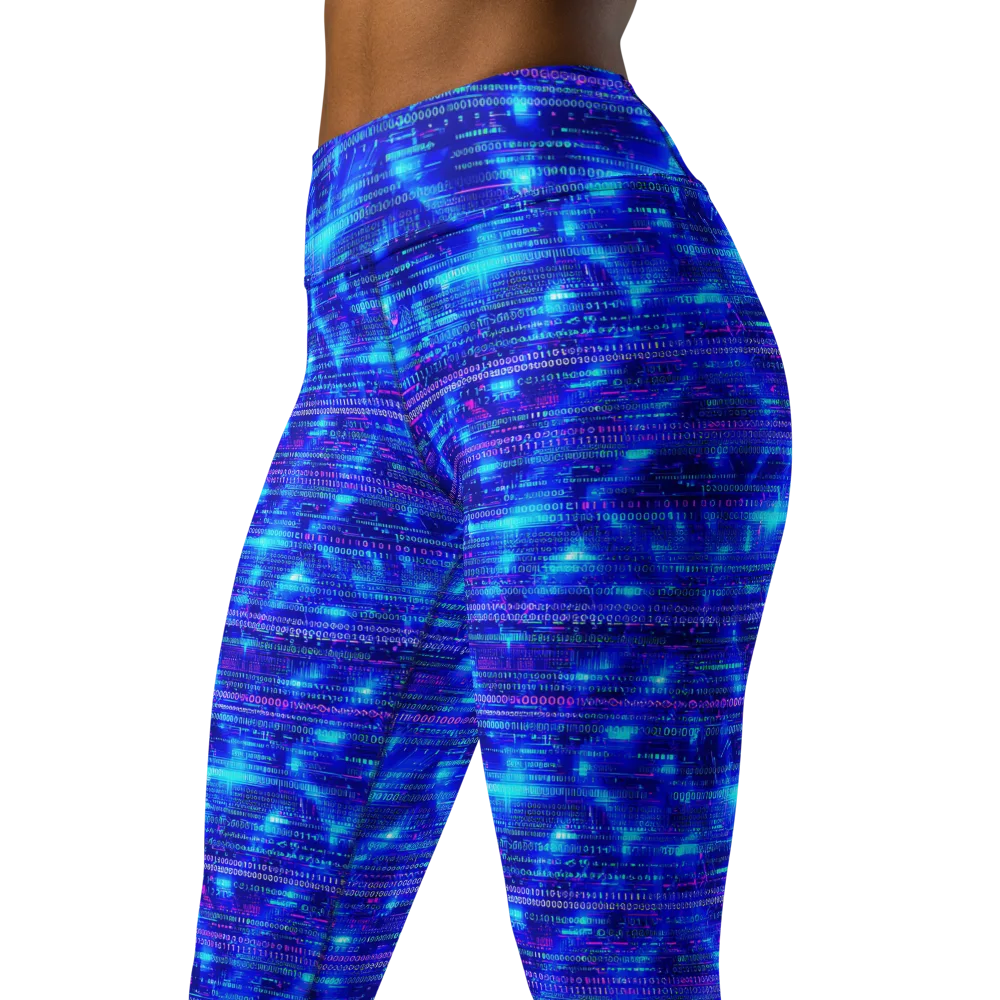 Neon Cipher on Yoga Leggings — Left Front