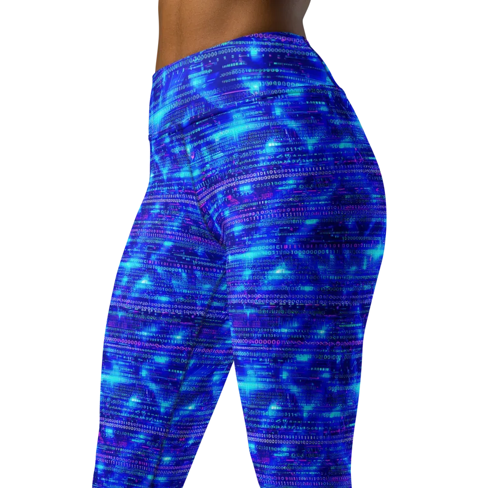 Neon Cipher on Yoga Leggings — Left Front