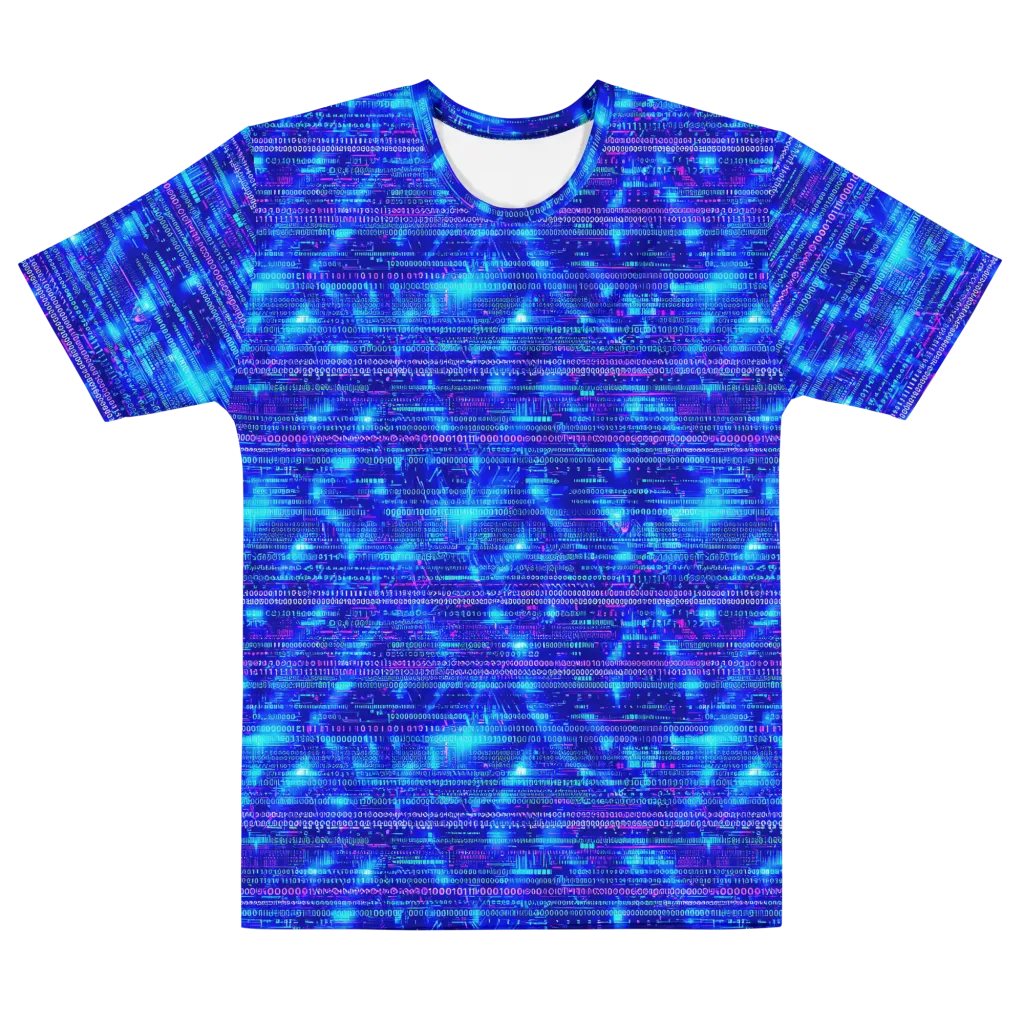 Neon Cipher on Men's Cotton Crew Neck T-Shirt — Front
