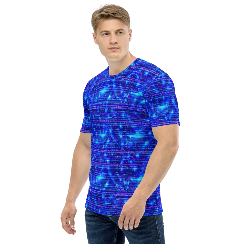 Neon Cipher on Men's Crew Neck T-Shirt — Left