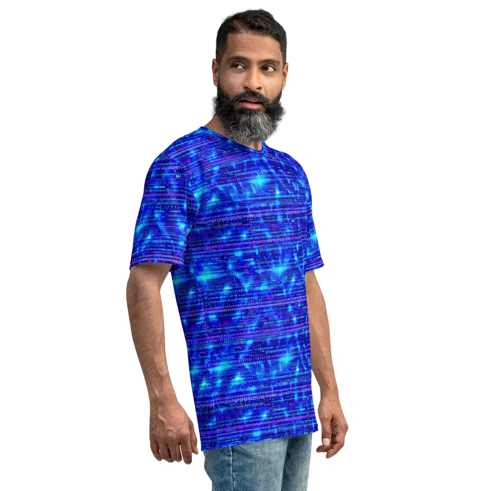 Neon Cipher on Men's Crew Neck T-Shirt — Right