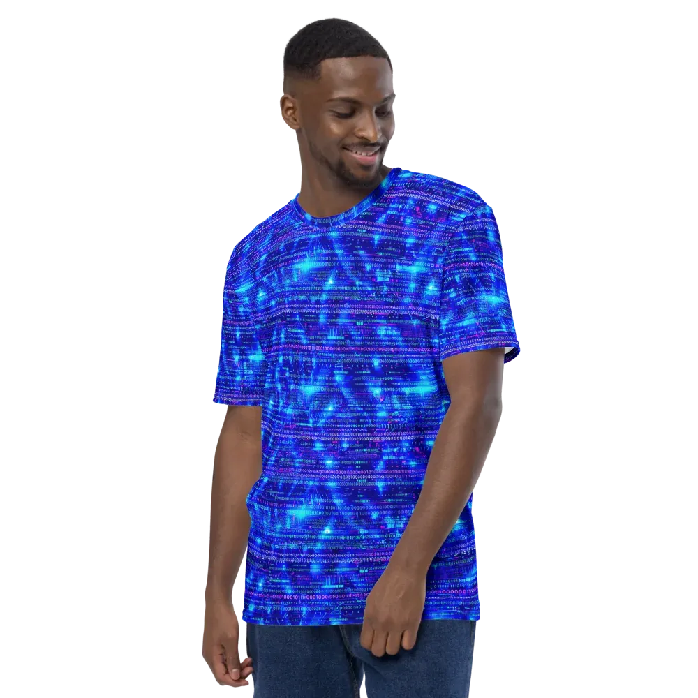 Neon Cipher on Men's Crew Neck T-Shirt — Left