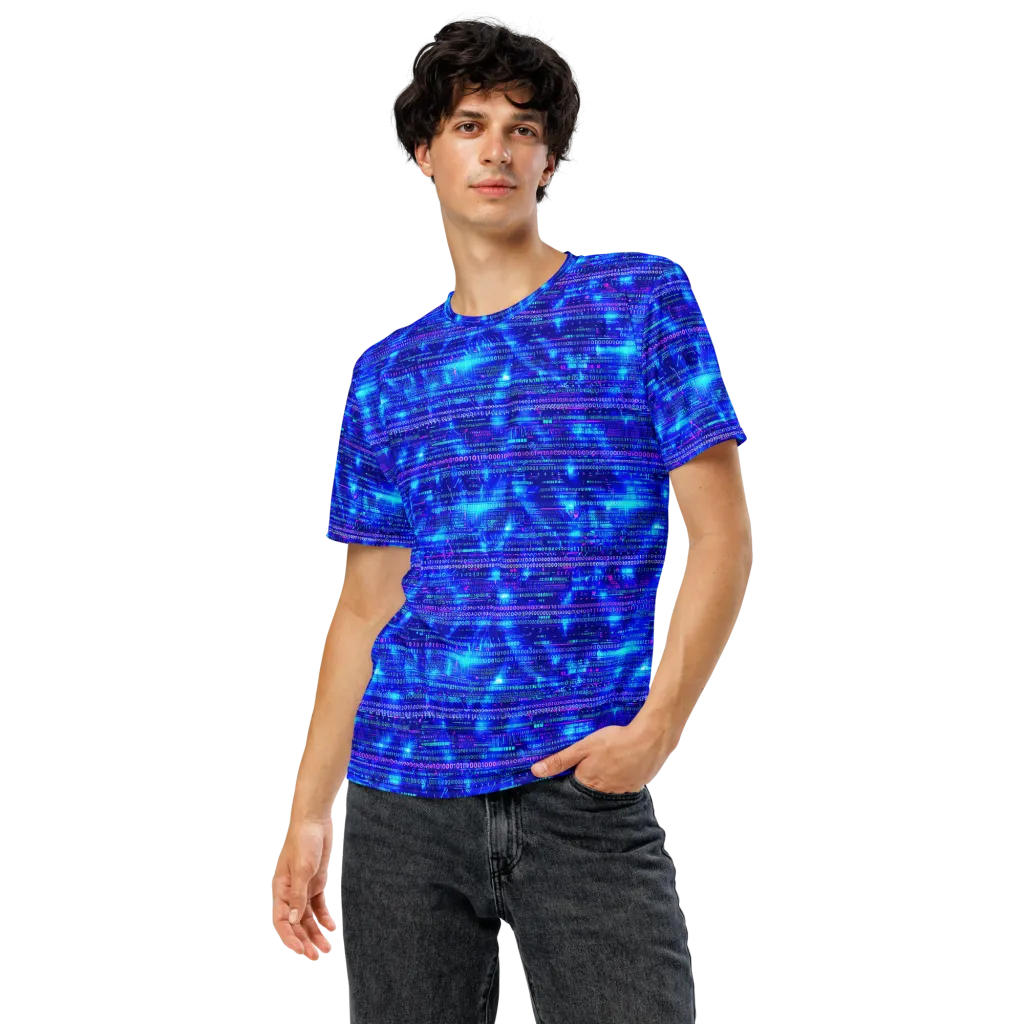 Neon Cipher on Men's Crew Neck T-Shirt — Front