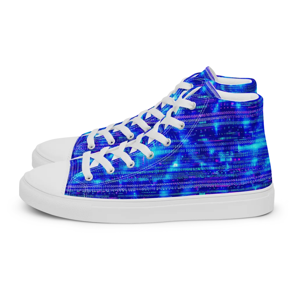 Neon Cipher on Men's High Top Canvas Shoes — Left