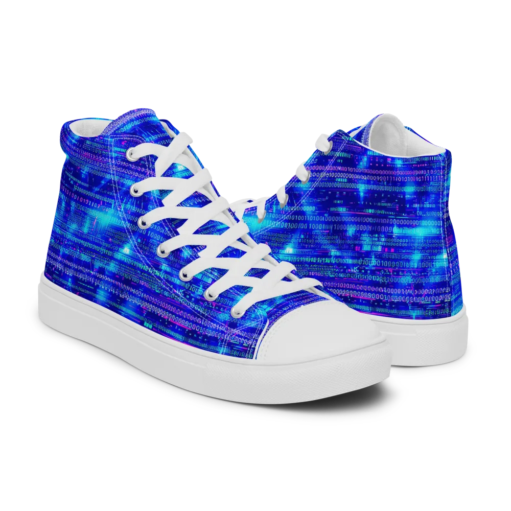 Neon Cipher on Men's High Top Canvas Shoes — Right