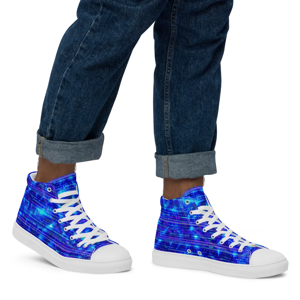Neon Cipher on Men's High Top Canvas Shoes — Right