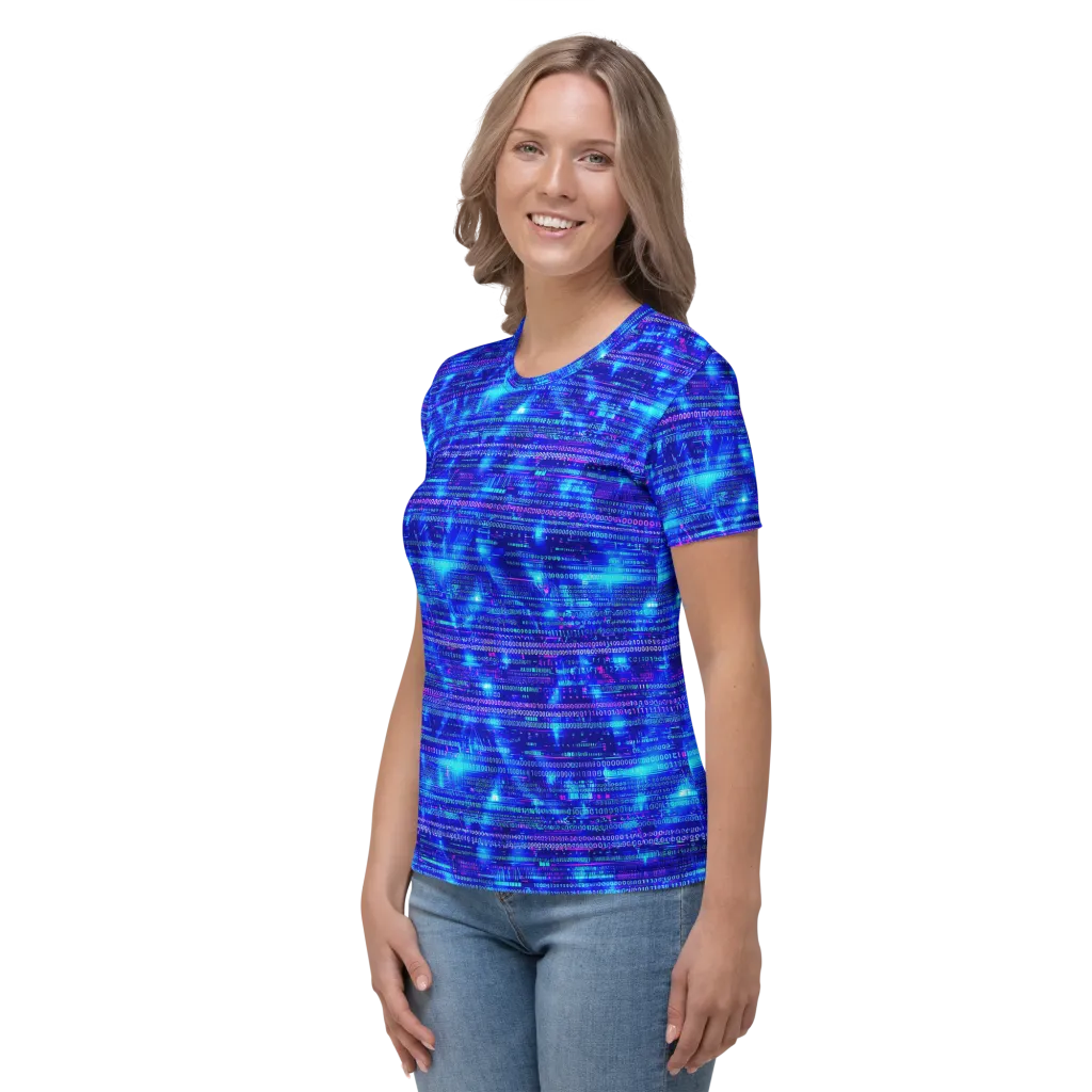 Neon Cipher on Women's Crew Neck T-Shirt — Left