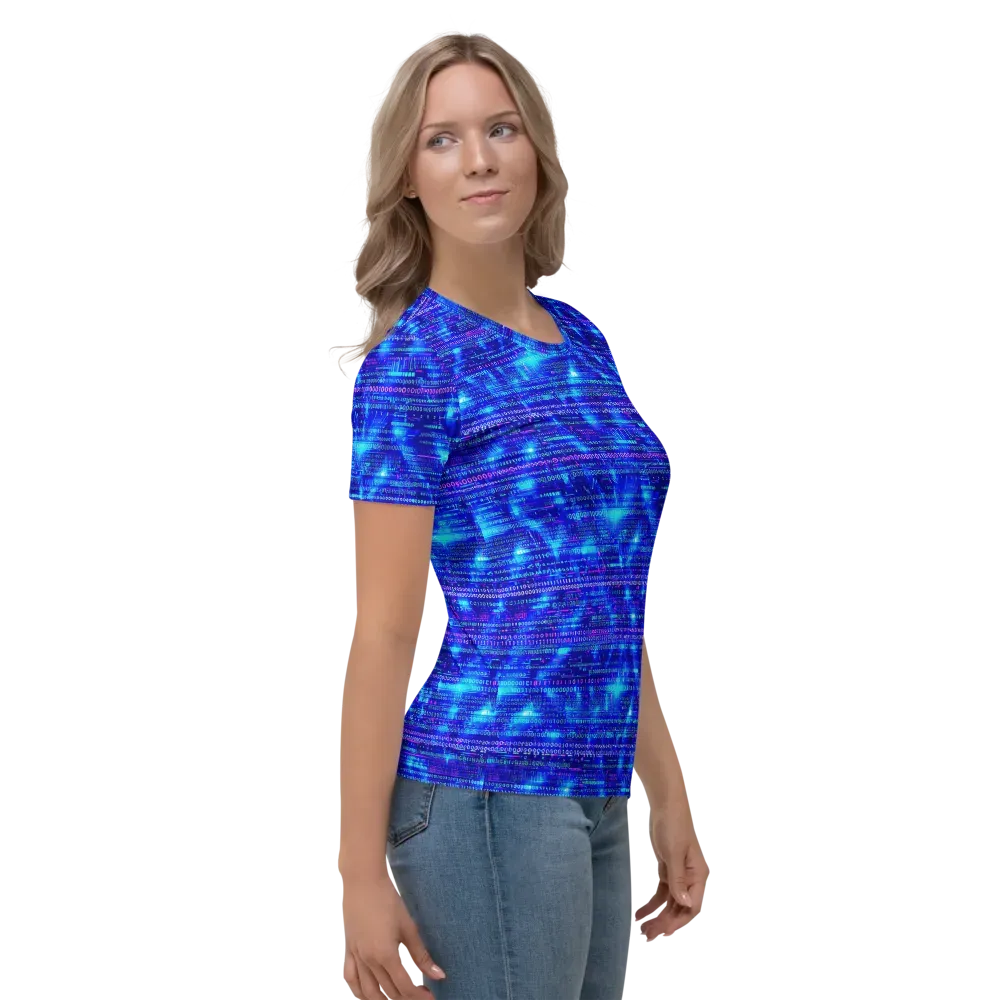 Neon Cipher on Women's Crew Neck T-Shirt — Right