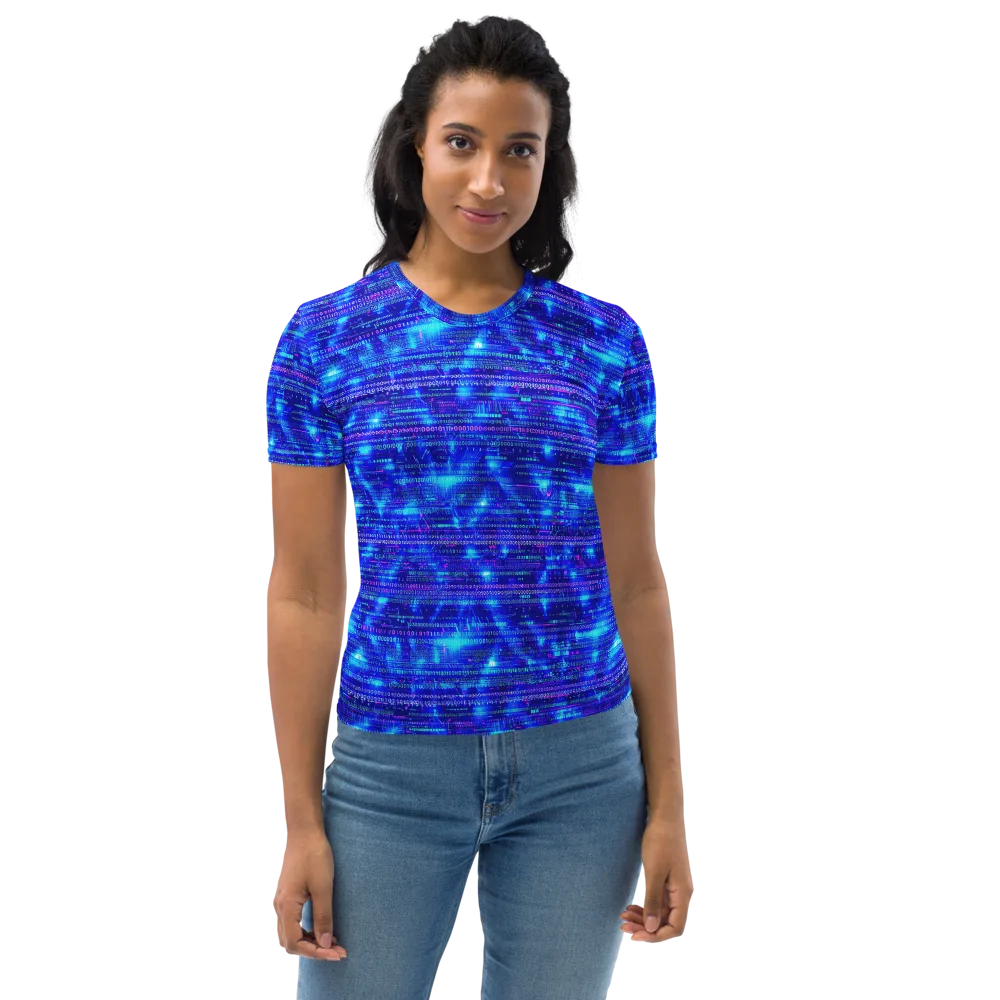 Neon Cipher on Women's Crew Neck T-Shirt — Front