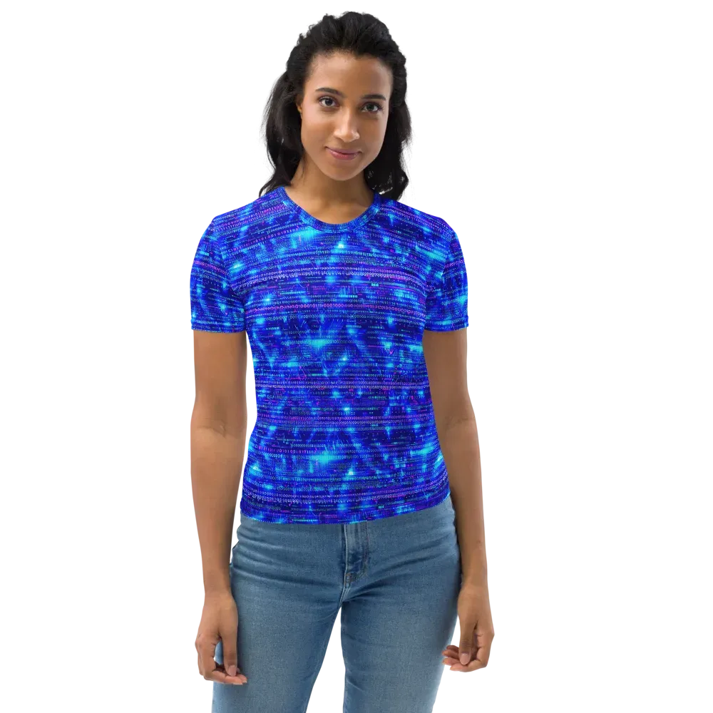Neon Cipher on Women's Crew Neck T-Shirt — Front