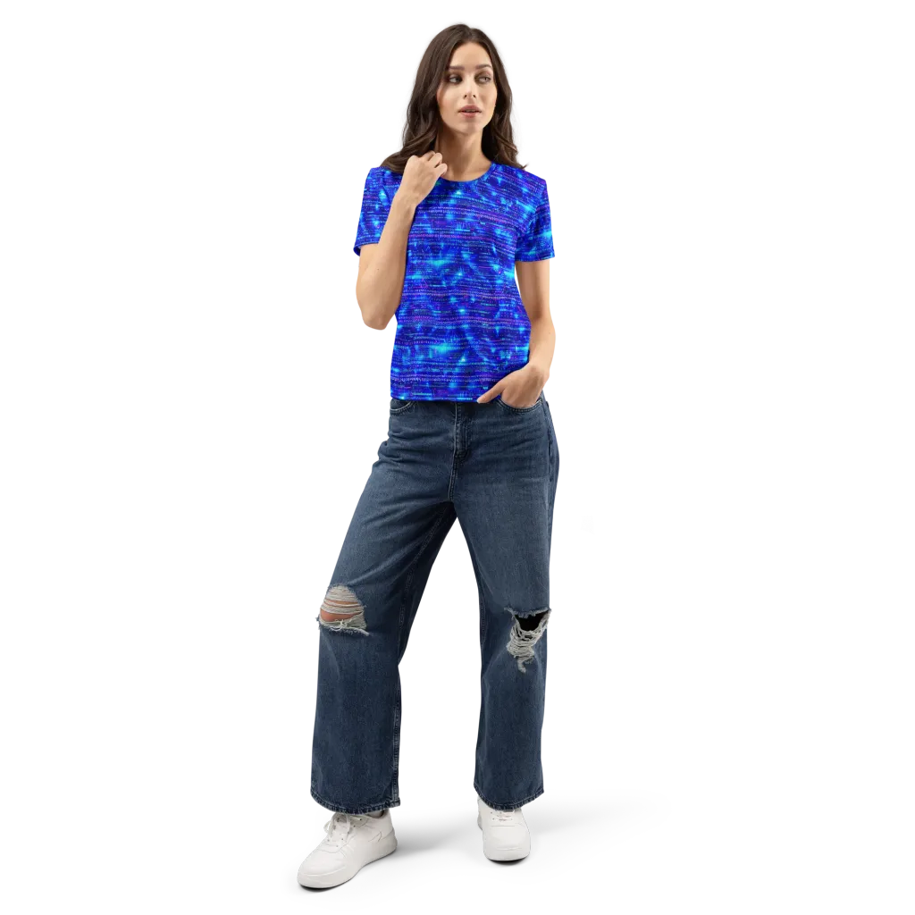 Neon Cipher on Women's Crew Neck T-Shirt — Front