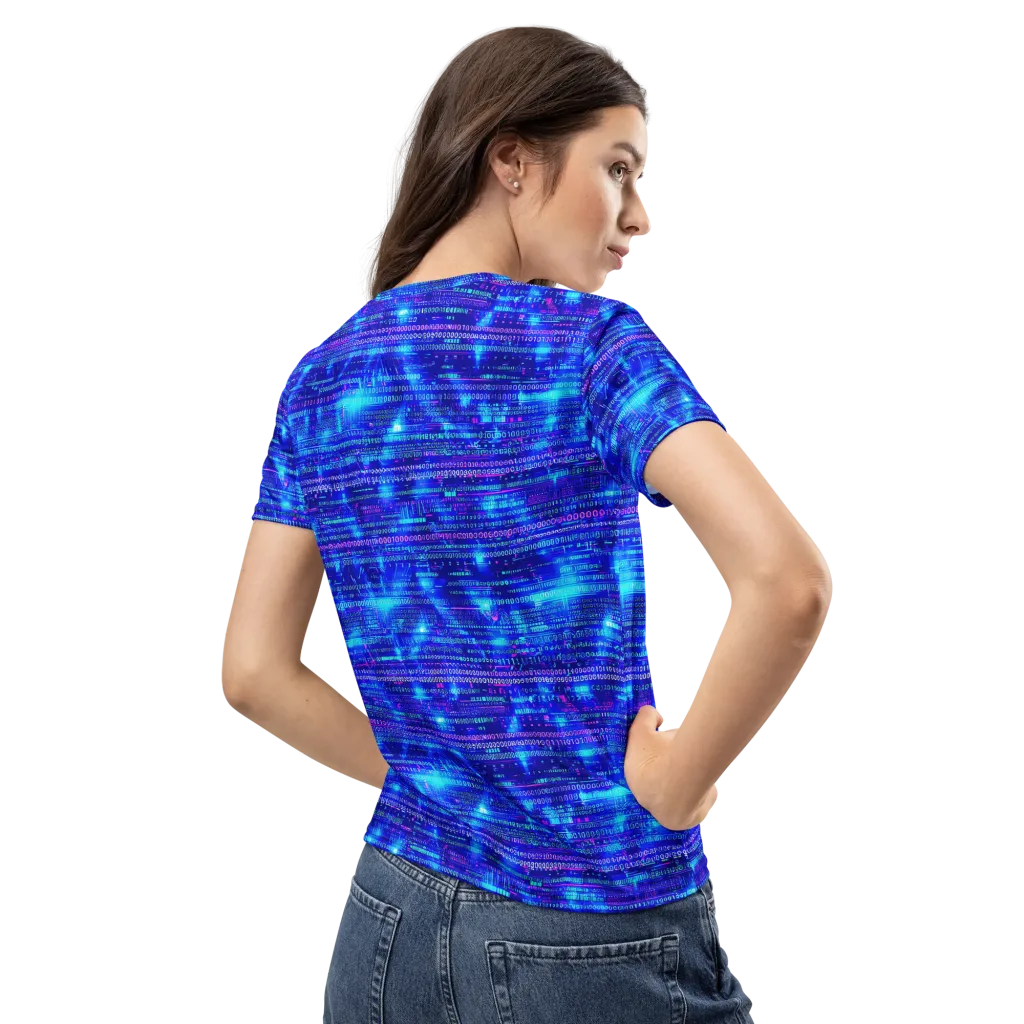 Neon Cipher on Women's Crew Neck T-Shirt — Back