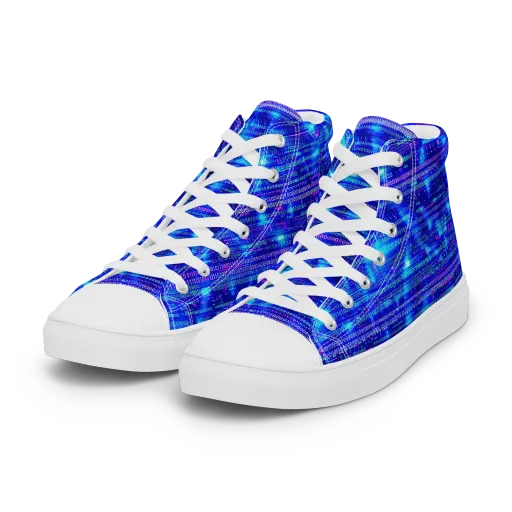 Neon Cipher on a Women's High Top Canvas Shoes