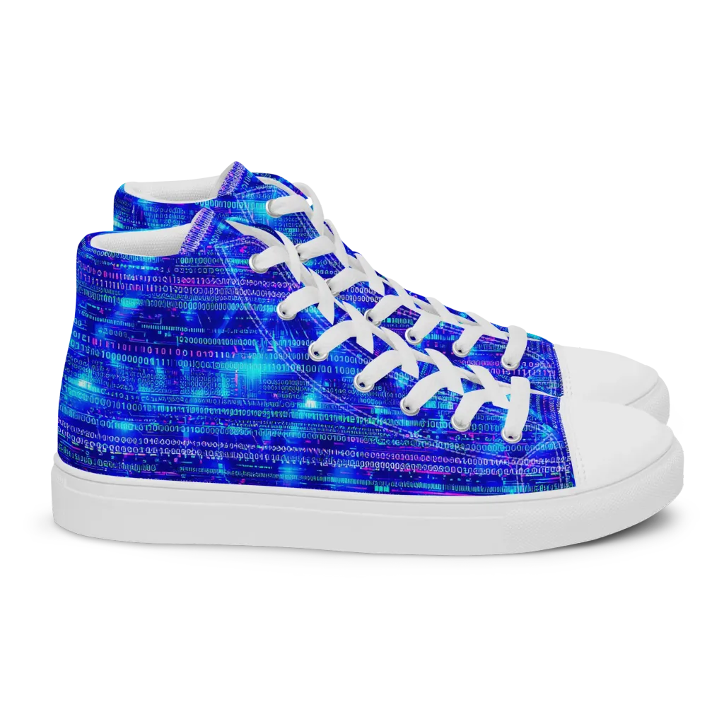 Neon Cipher on Women's High Top Canvas Shoes — Right