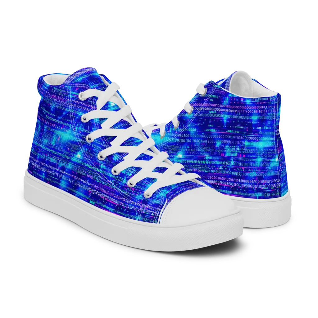 Neon Cipher on Women's High Top Canvas Shoes — Right