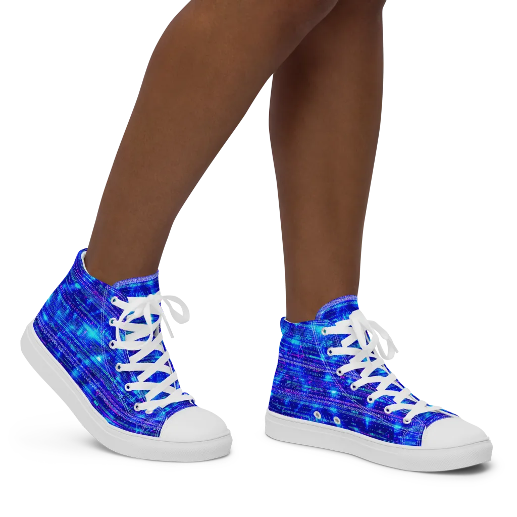 Neon Cipher on Women's High Top Canvas Shoes — Right
