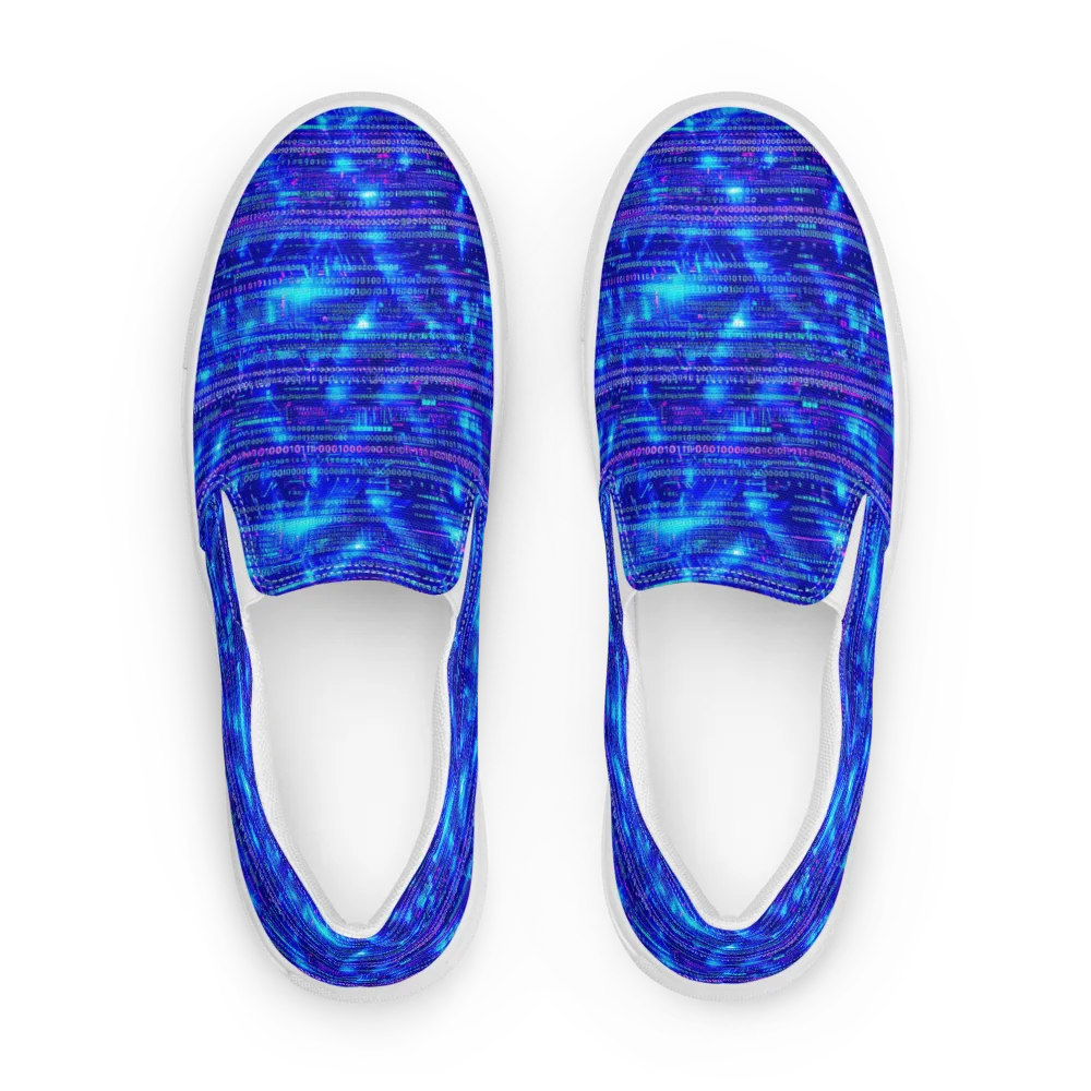 Neon Cipher on Men's Slip-On Canvas Shoes — Front
