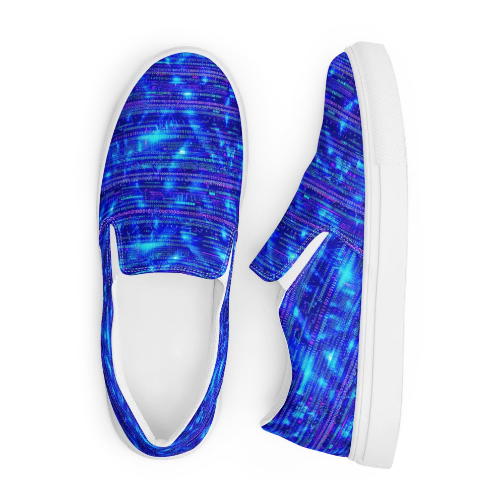 Neon Cipher on Men's Slip-On Canvas Shoes — Front