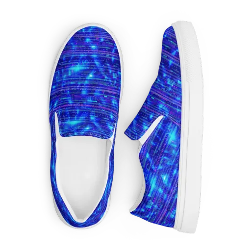 Neon Cipher on a Men's Slip-On Canvas Shoes