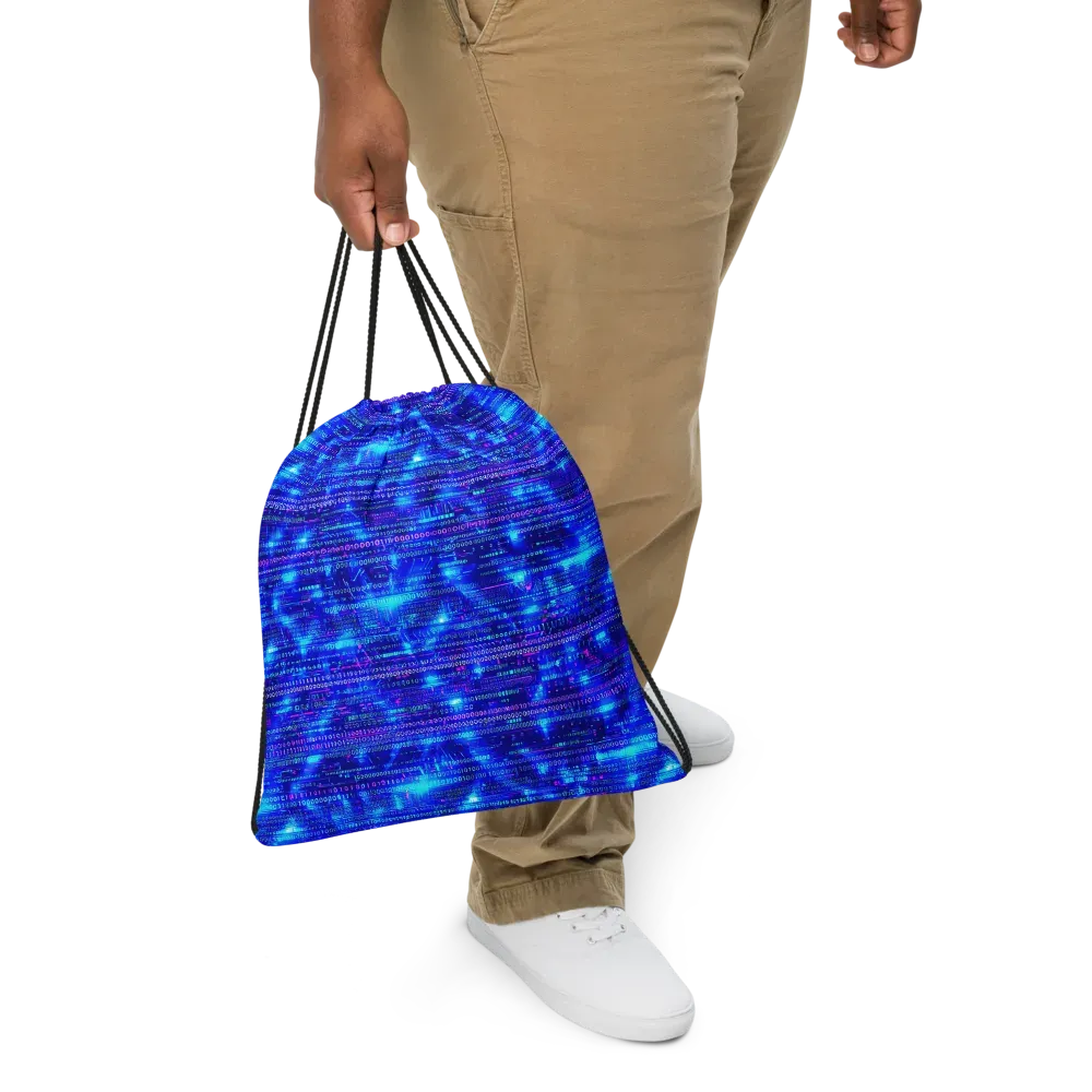 Neon Cipher on Drawstring Bag — Front