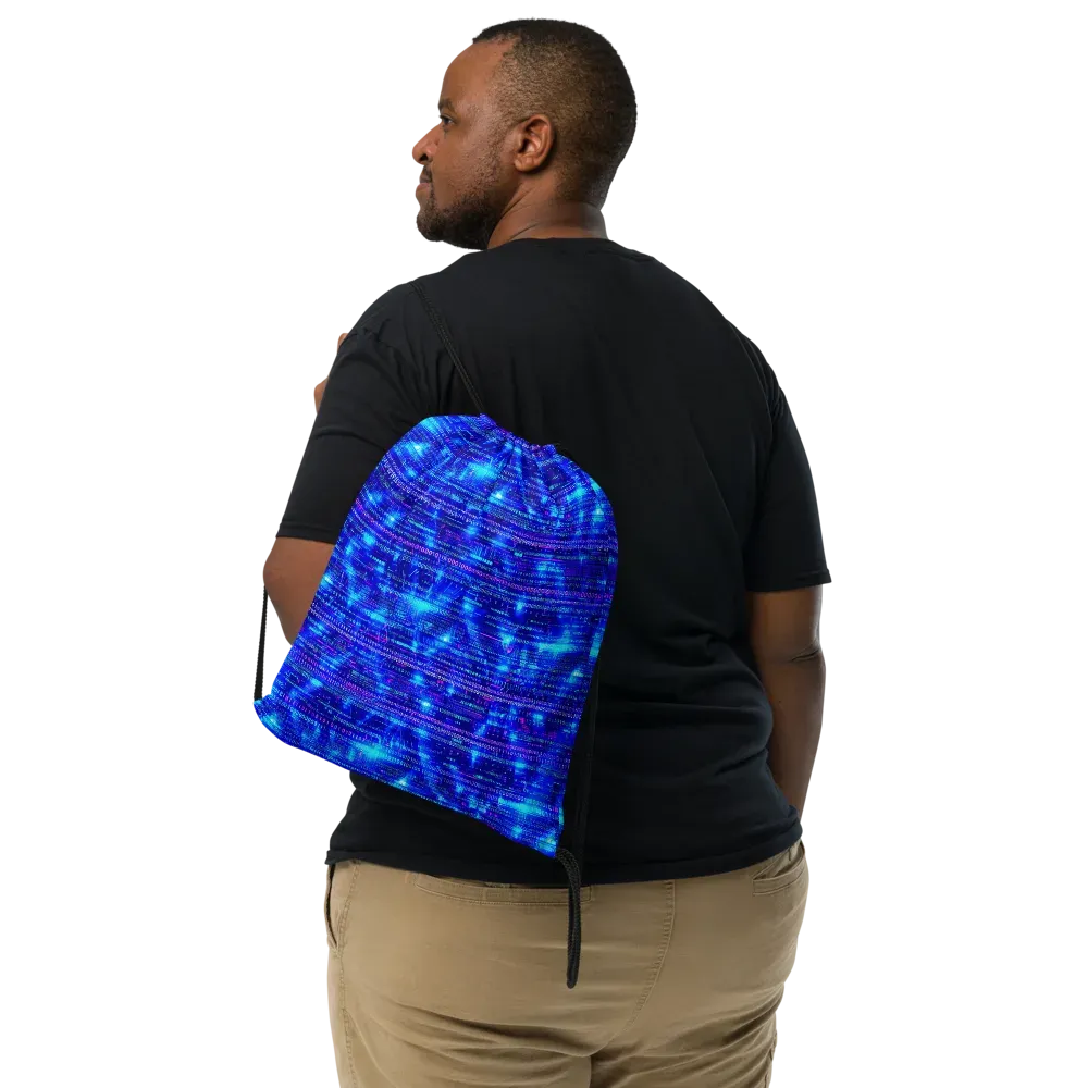 Neon Cipher on Drawstring Bag — Front