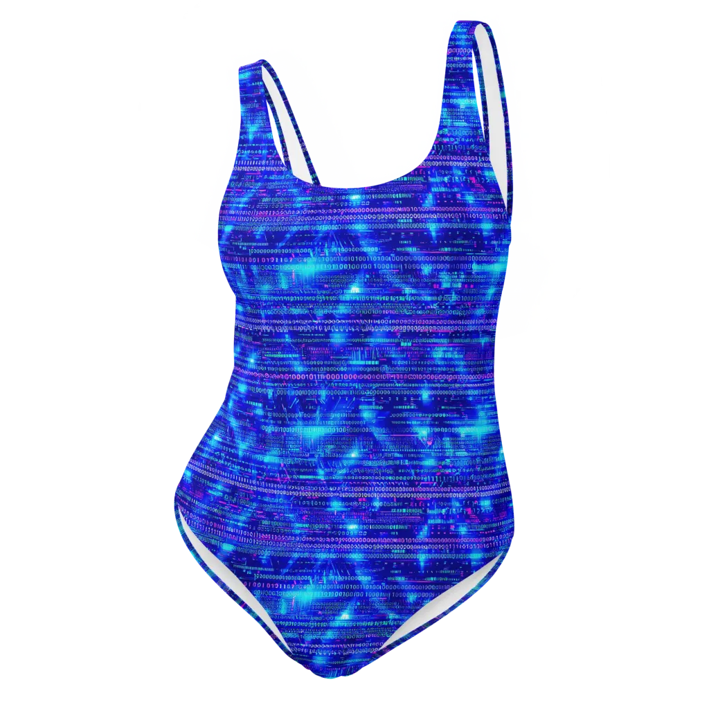 Neon Cipher on One-Piece Swimsuit — Front