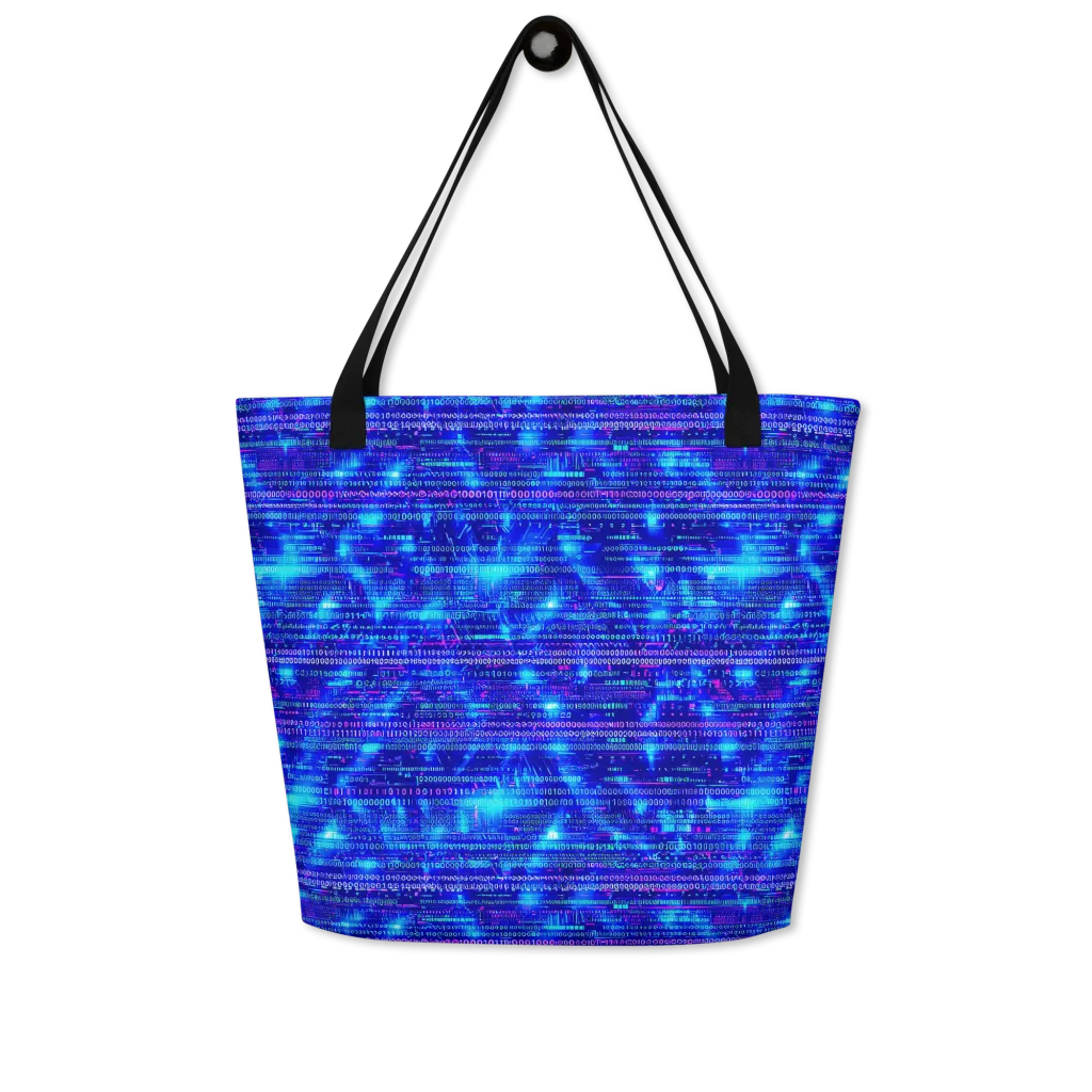 Neon Cipher on Large Tote Bag W/ Pocket — Front
