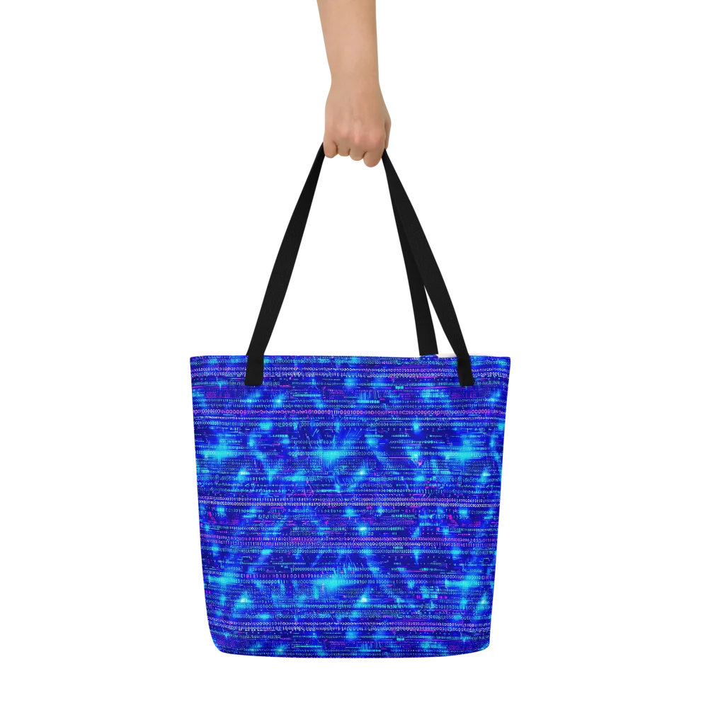Neon Cipher on Large Tote Bag W/ Pocket — Front