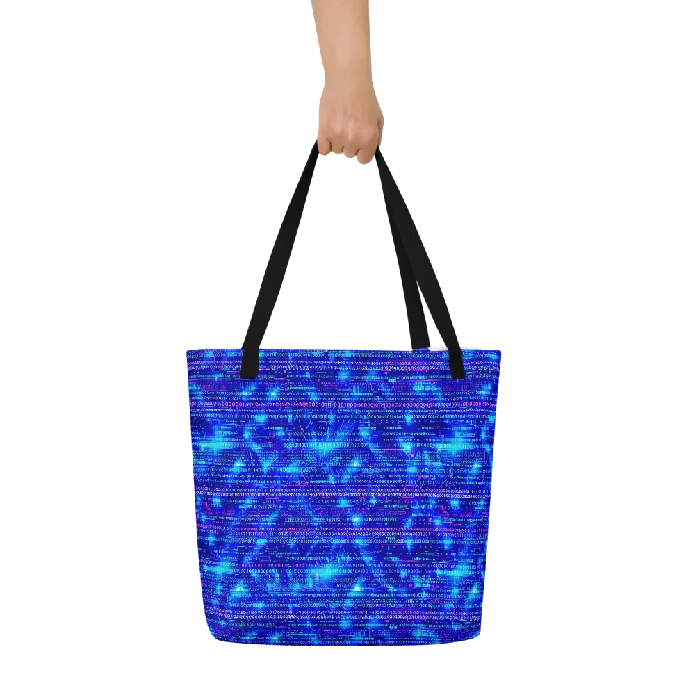 Neon Cipher on Large Tote Bag W/ Pocket — Front