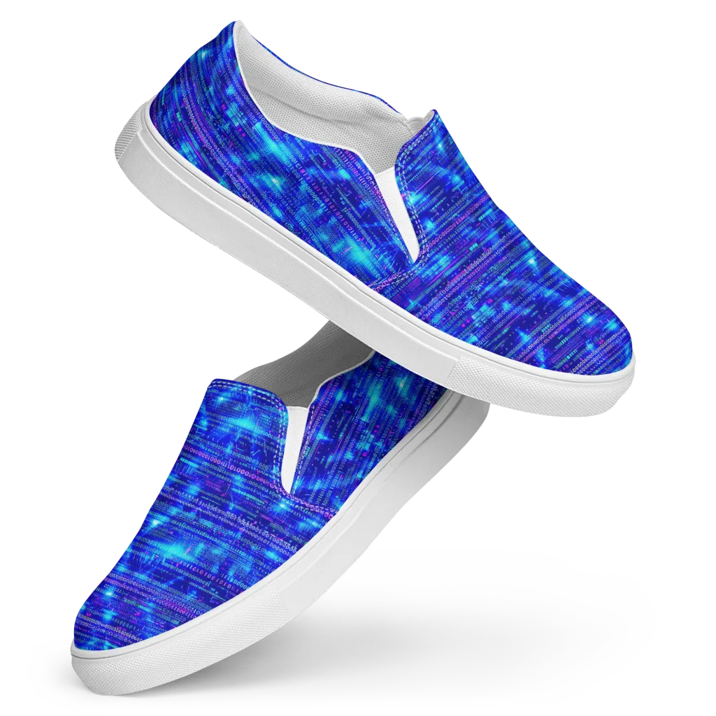 Neon Cipher on Women's Slip-On Canvas Shoes — Front