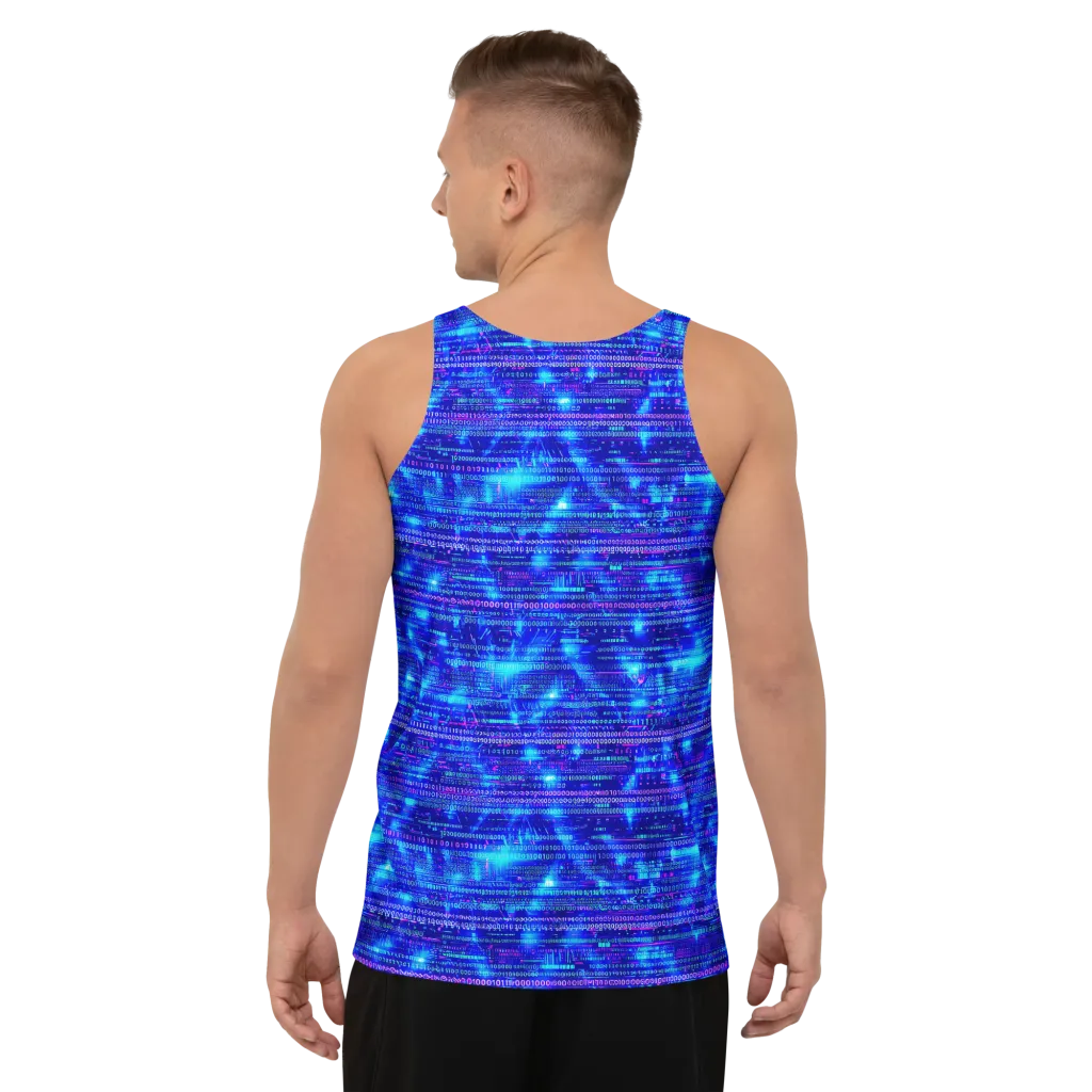 Neon Cipher on Men's Tank Top — Back