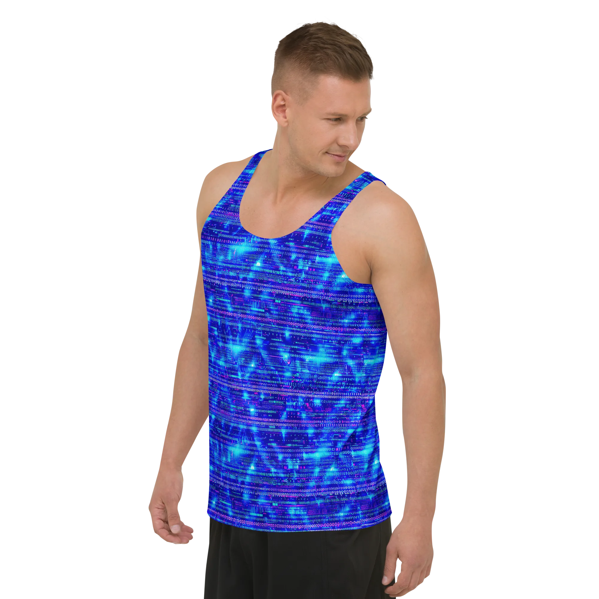 Neon Cipher on Men's Tank Top — Left Front