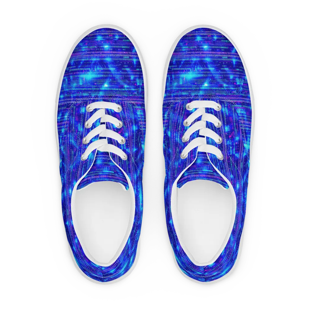 Neon Cipher on Men's Lace-Up Canvas Shoes — Front