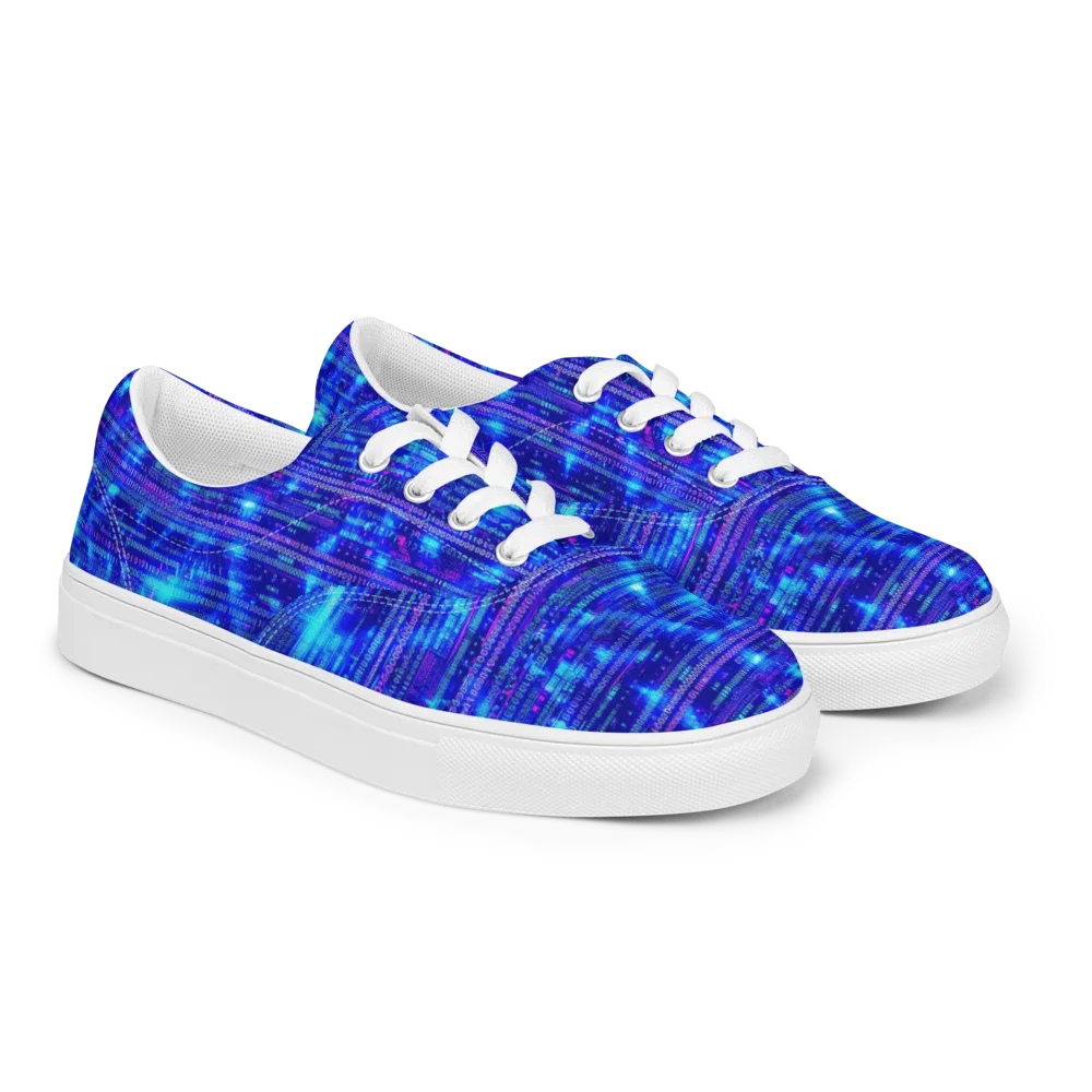 Neon Cipher on Men's Lace-Up Canvas Shoes — Right Front