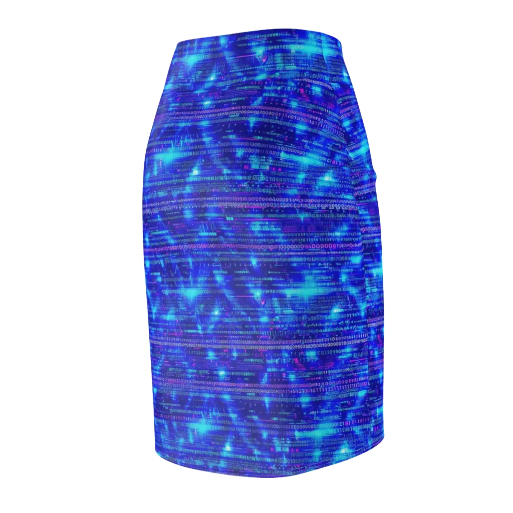 Neon Cipher on Pencil Skirt — Back Side