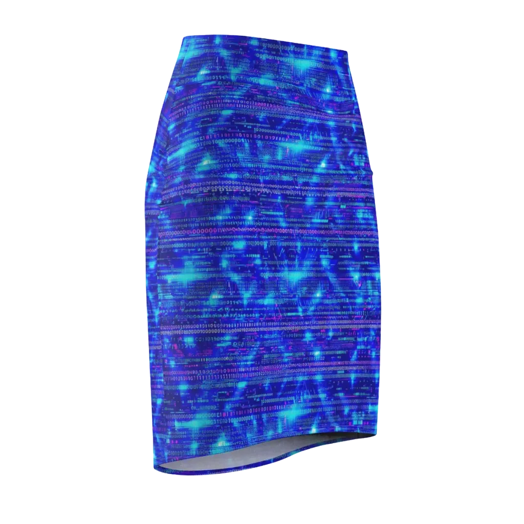 Neon Cipher on Pencil Skirt — Front Side