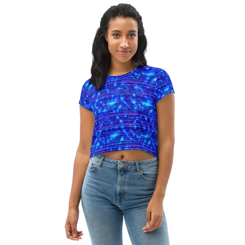 Neon Cipher on Crop Tee — Front