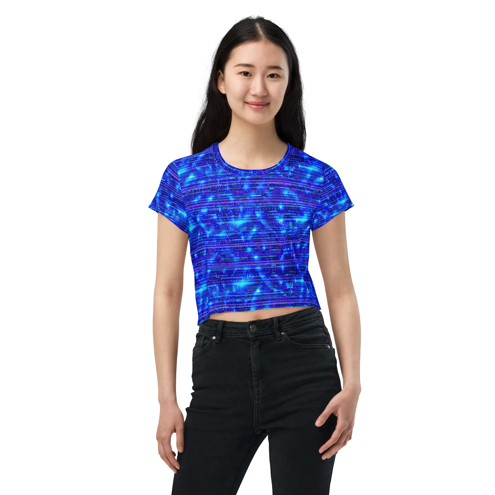 Neon Cipher on Crop Tee — Front