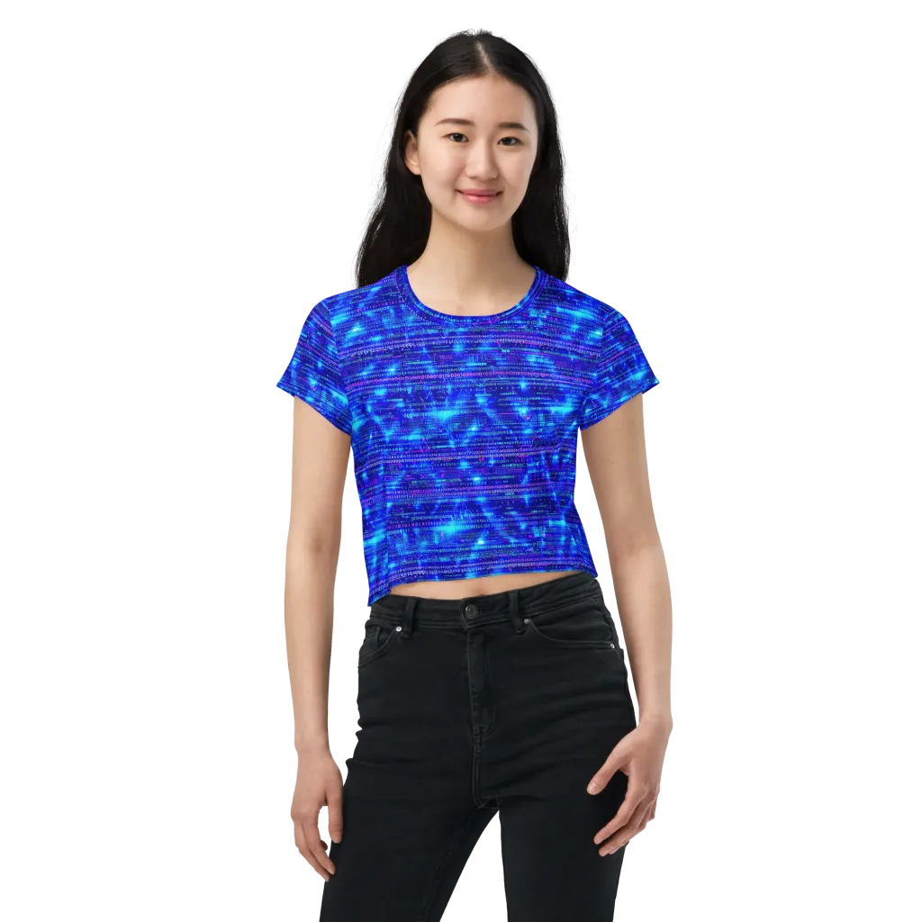 Neon Cipher on Crop Tee — Front