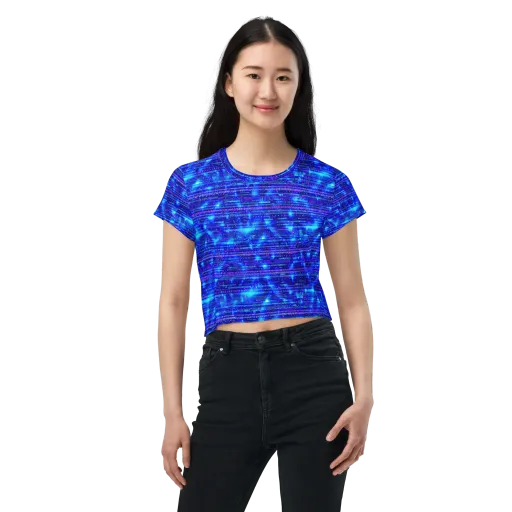 Neon Cipher on a Crop Tee