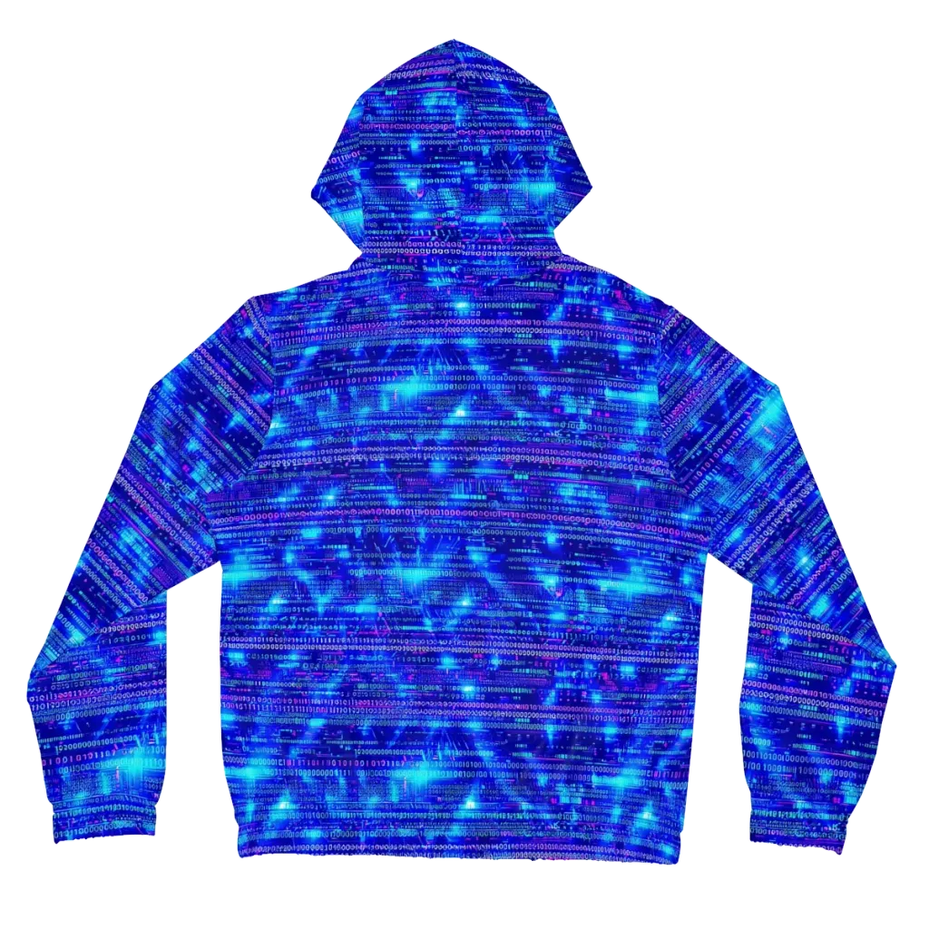 Neon Cipher on Women's Full-Zip Hoodie — Back