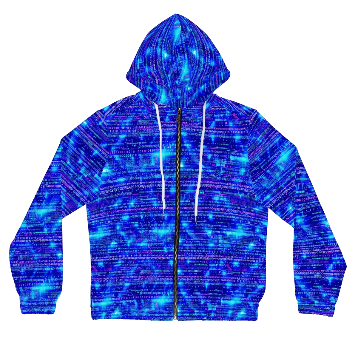 Neon Cipher on Women's Full-Zip Hoodie — Front