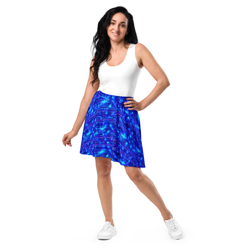 Neon Cipher on Skater Skirt — Front