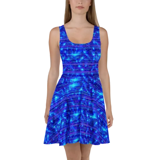 Neon Cipher on a Skater Dress