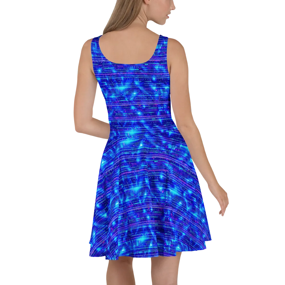 Neon Cipher on Skater Dress — Back