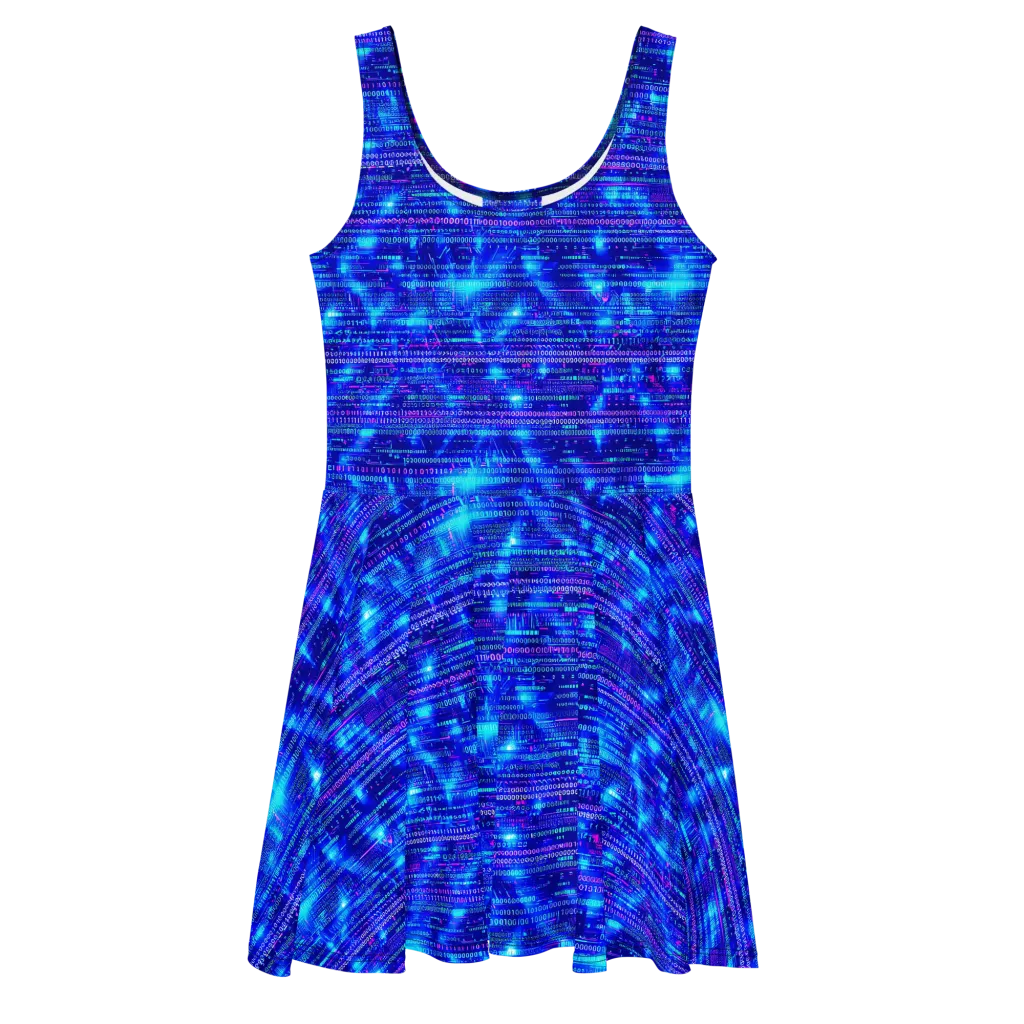 Neon Cipher on Skater Dress — Front