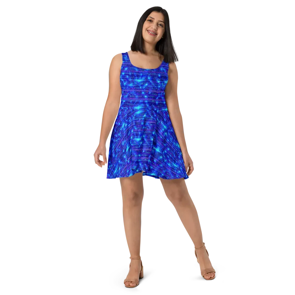 Neon Cipher on Skater Dress — Front